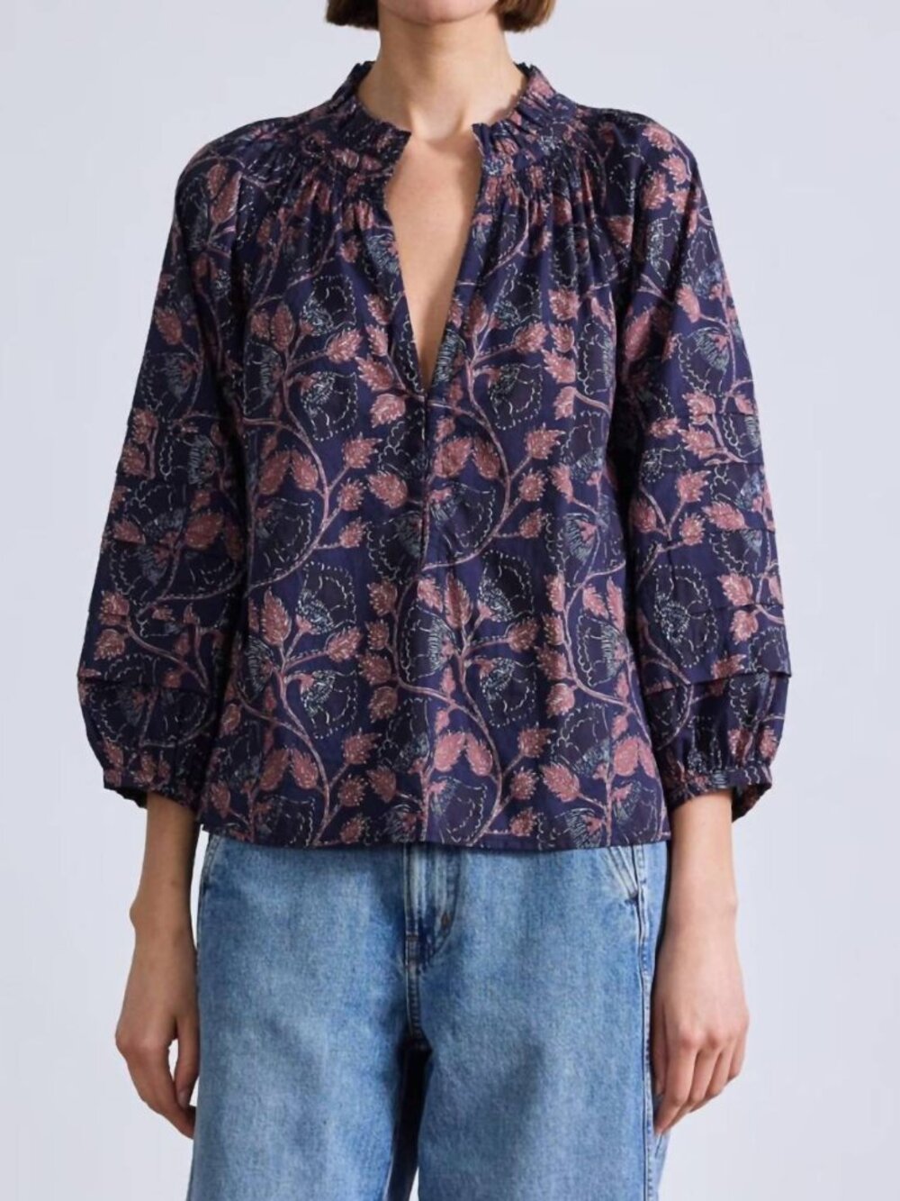 Apiece Apart Trinidad Top, Blouse NWT, Camille Floral Navy, Size Small